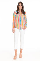 Multi Color Squiggle Stripe - Button-up with Roll-up Sleeve Full-1 APNY