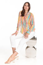 Multi Color Squiggle Stripe - Button-up with Roll-up Sleeve Full APNY