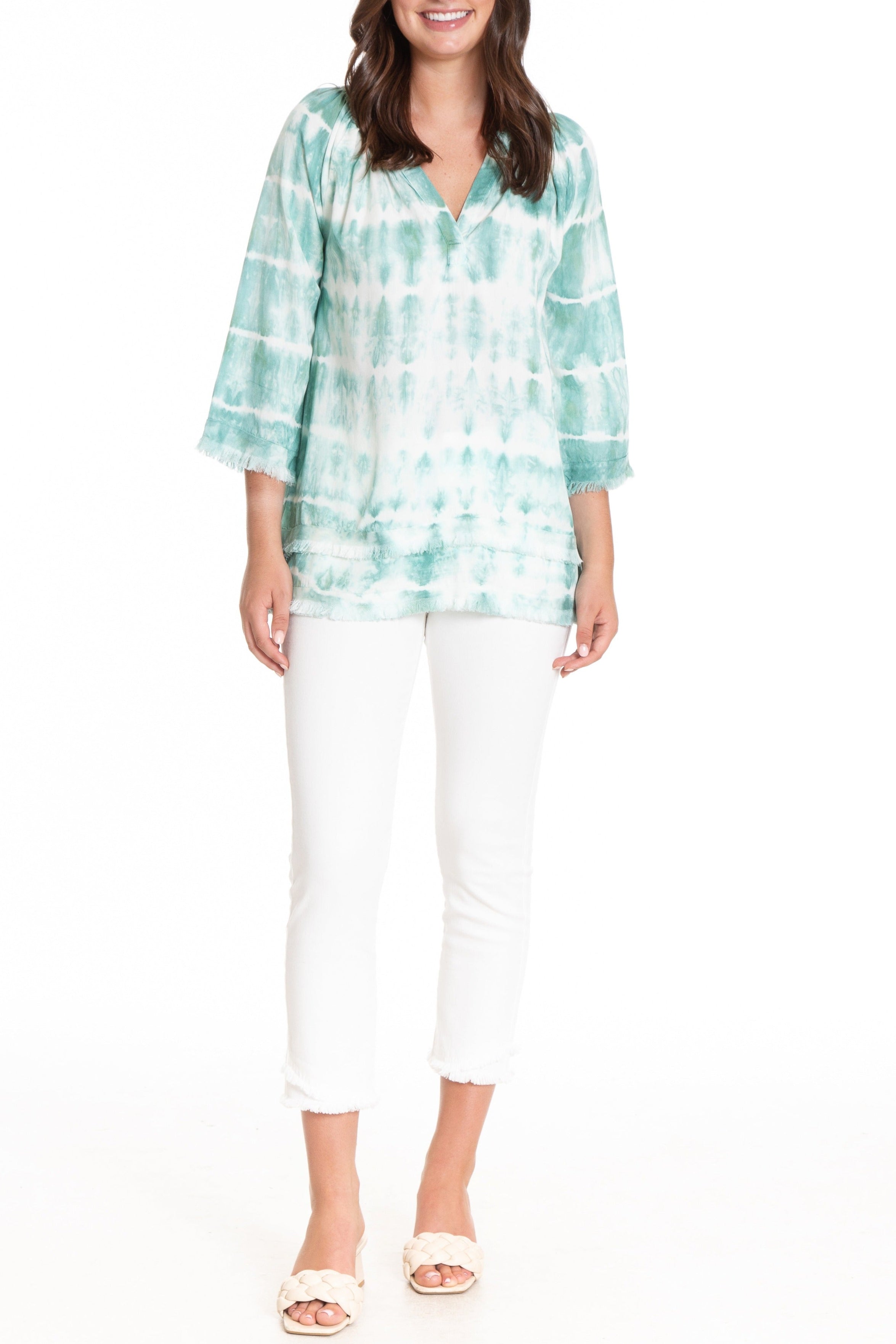 Smock Neck Tunic With Frayed Seams Full APNY