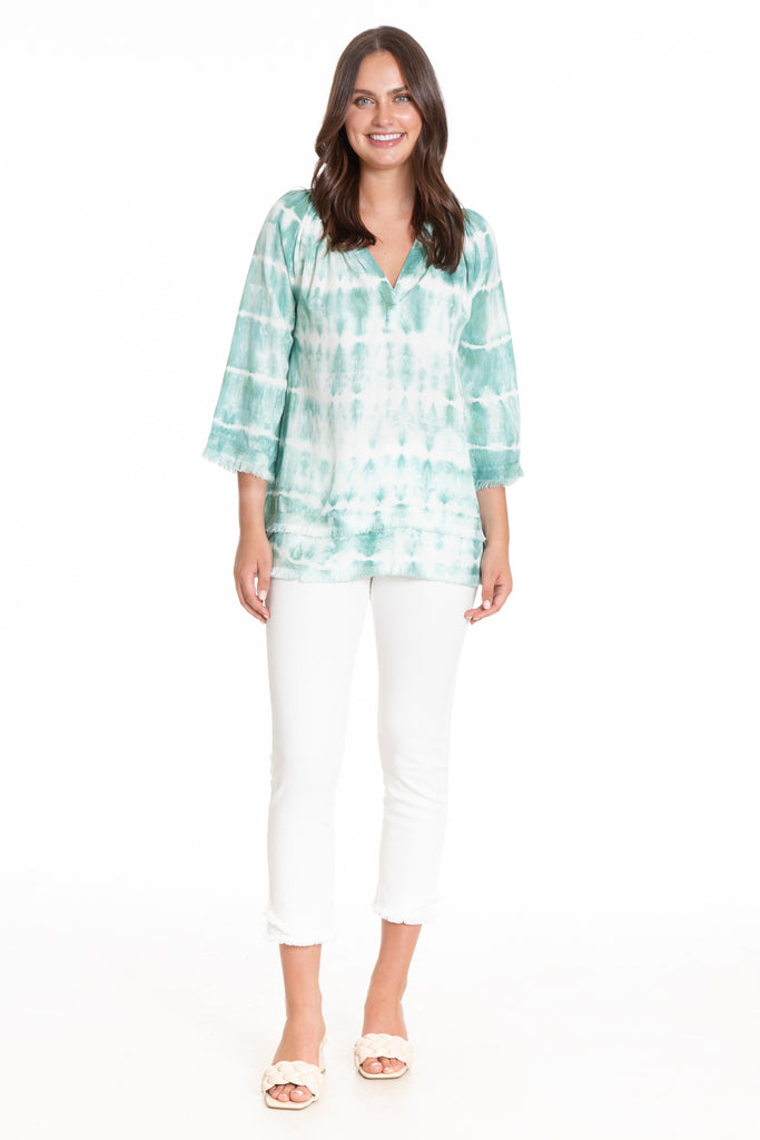 Smock Neck Tunic With Frayed Seams Full APNY