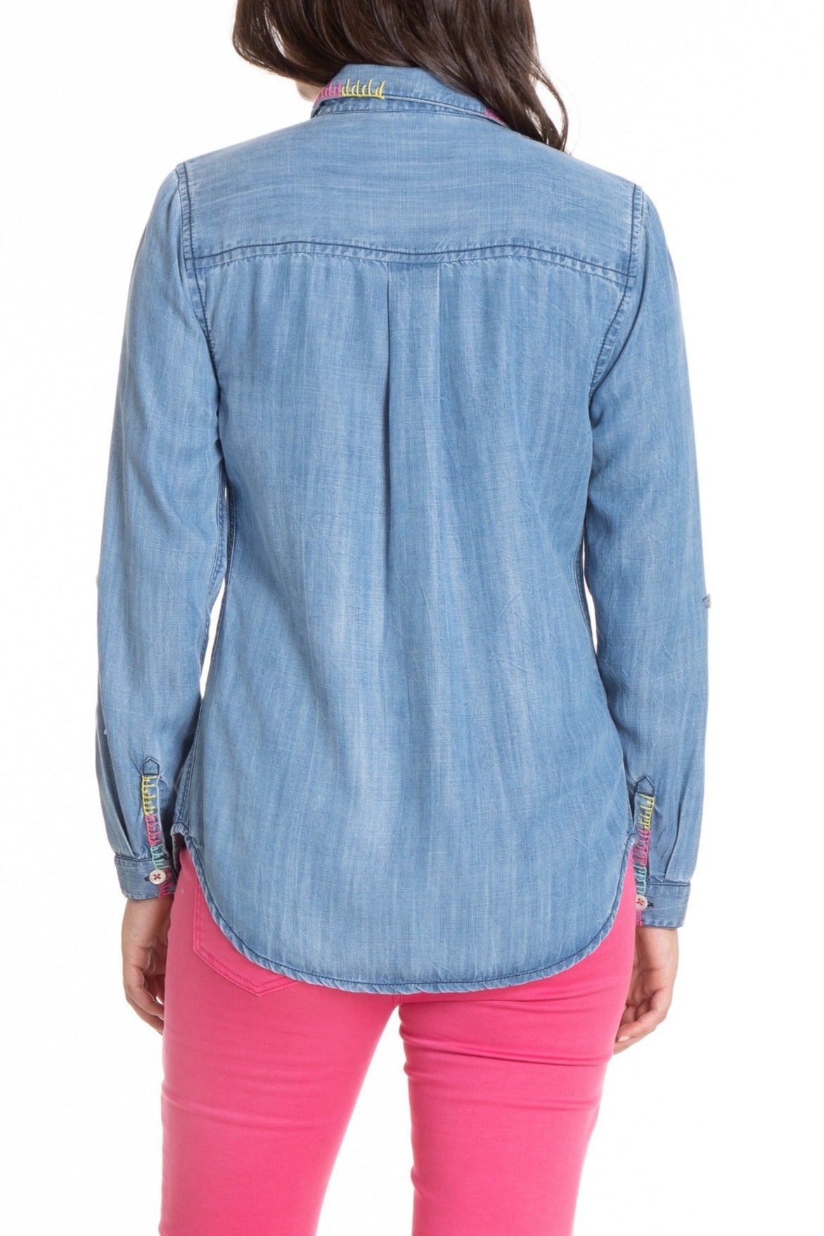 Tencel Button-Up Shirt With Hand Embroidery Back APNY