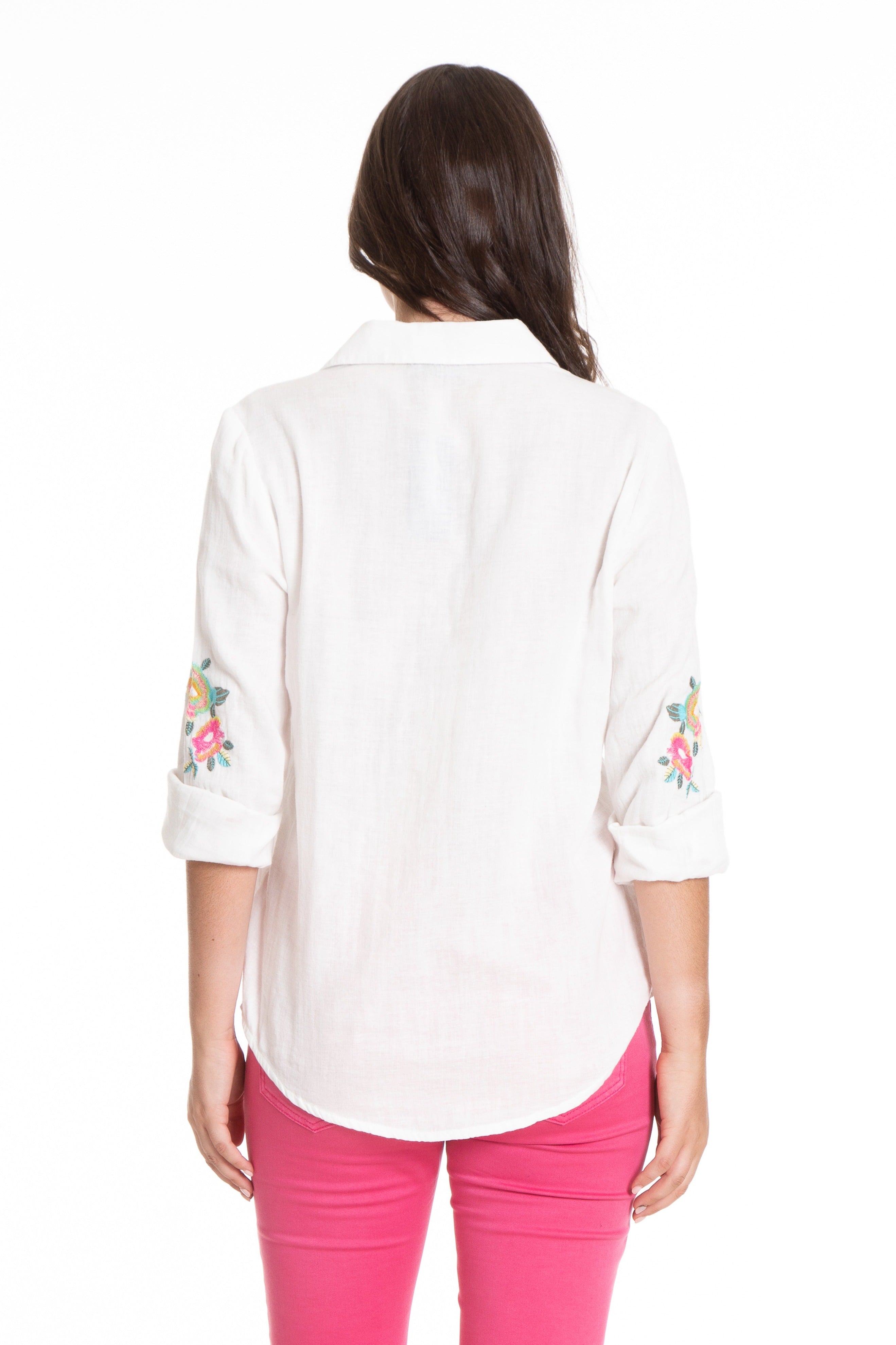 Floral Embroidered Button Down Shirt Back APNY