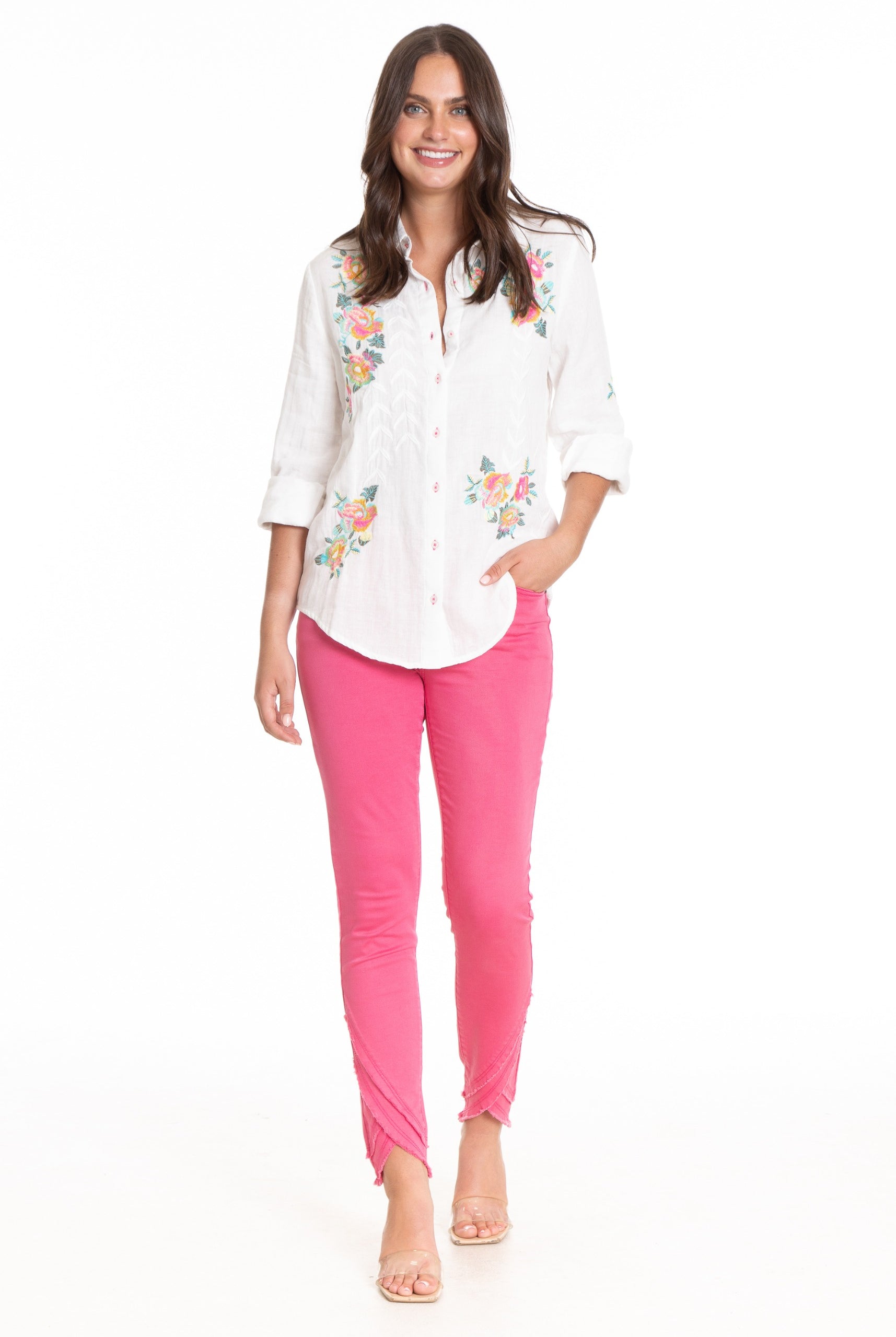 Floral Embroidered Button Down Shirt Full APNY