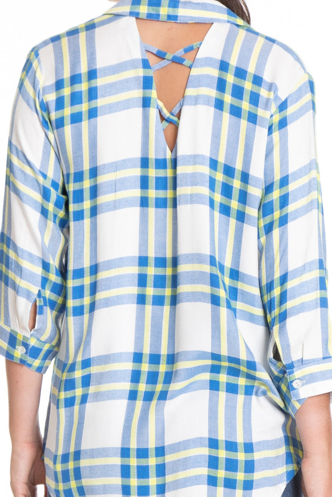 V-Neck Top With Criss Cross Back Detail Back APNY