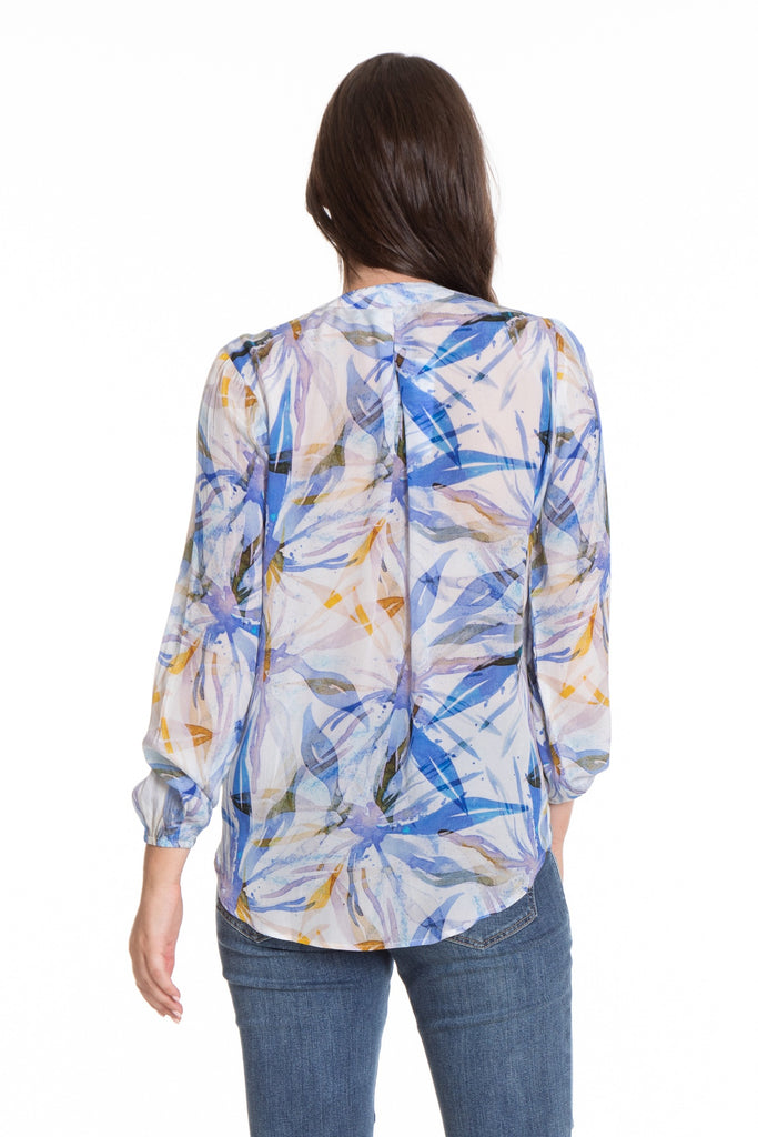 Hand Painted Abstract Floral - Crossover Top with Tassel Back APNY