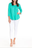 Flowy V-Neck Tee w/3/4 Sleeve Full APNY