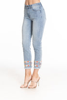 Olivia Pull-On Straight Leg Crop Jean With Geo Embroidery Side APNY