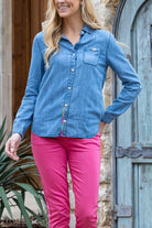 Tencel Button-Up Shirt With Hand Embroidery Full cover APNY